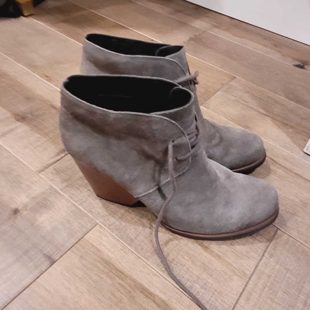 Gray Suede Ankle Boots